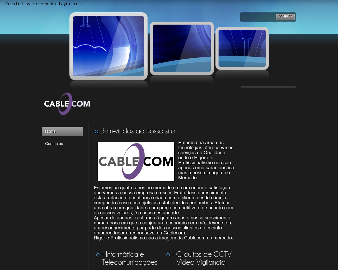 Site de imagem cablecom.pt em 1280x1024