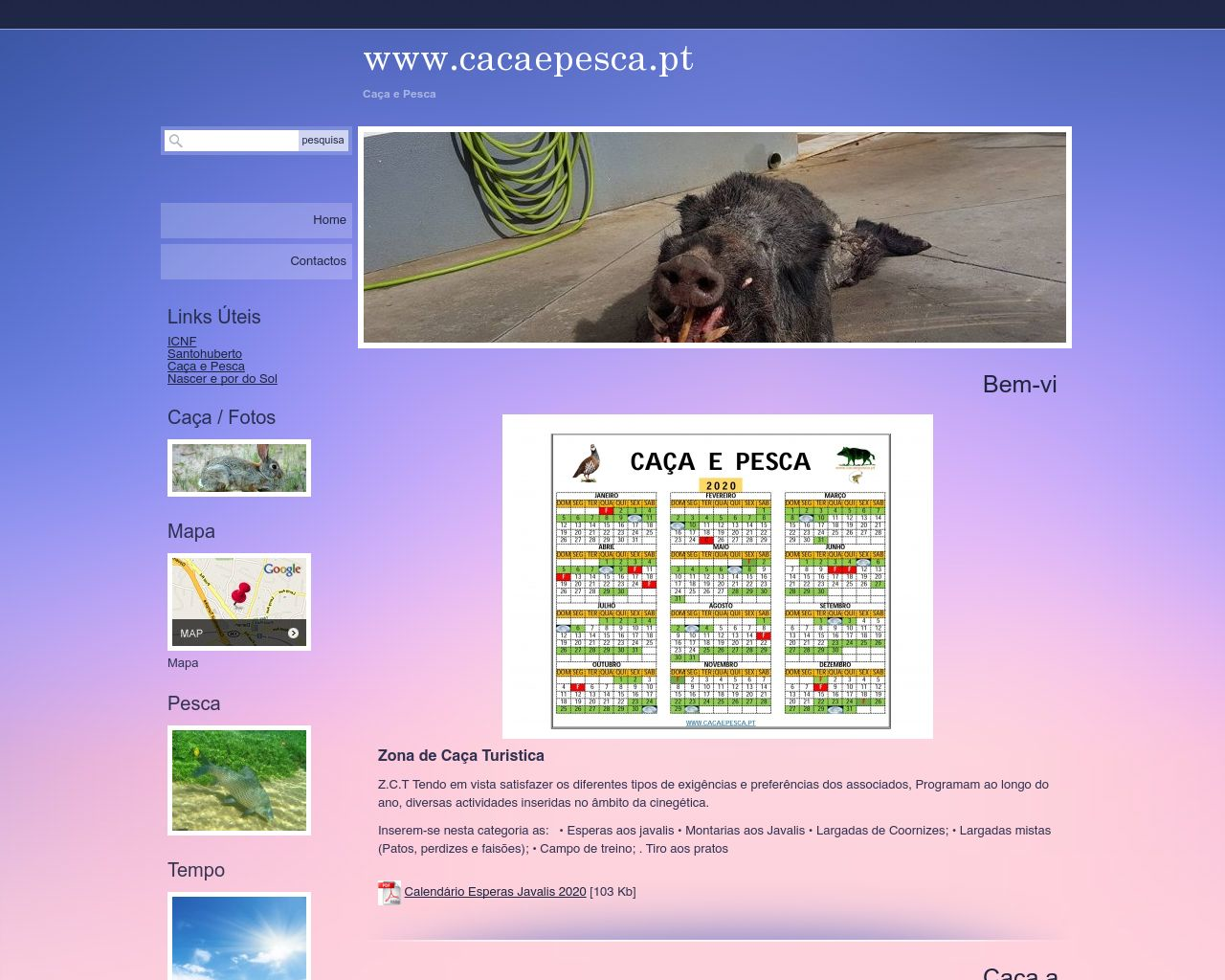 Site de imagem cacaepesca.pt em 1280x1024