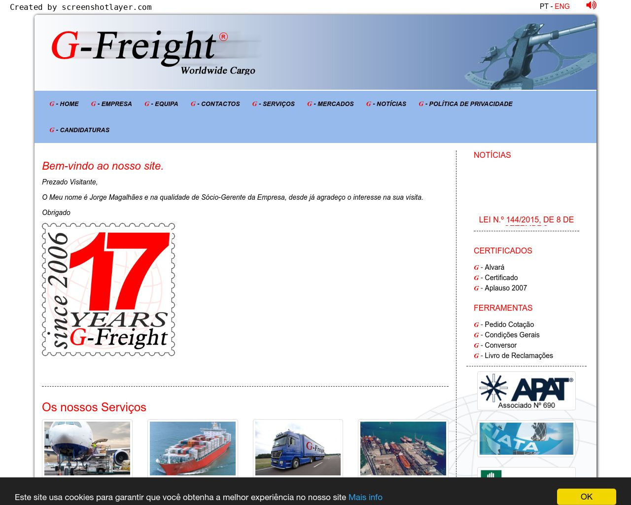 Site de imagem g-freight.pt em 1280x1024