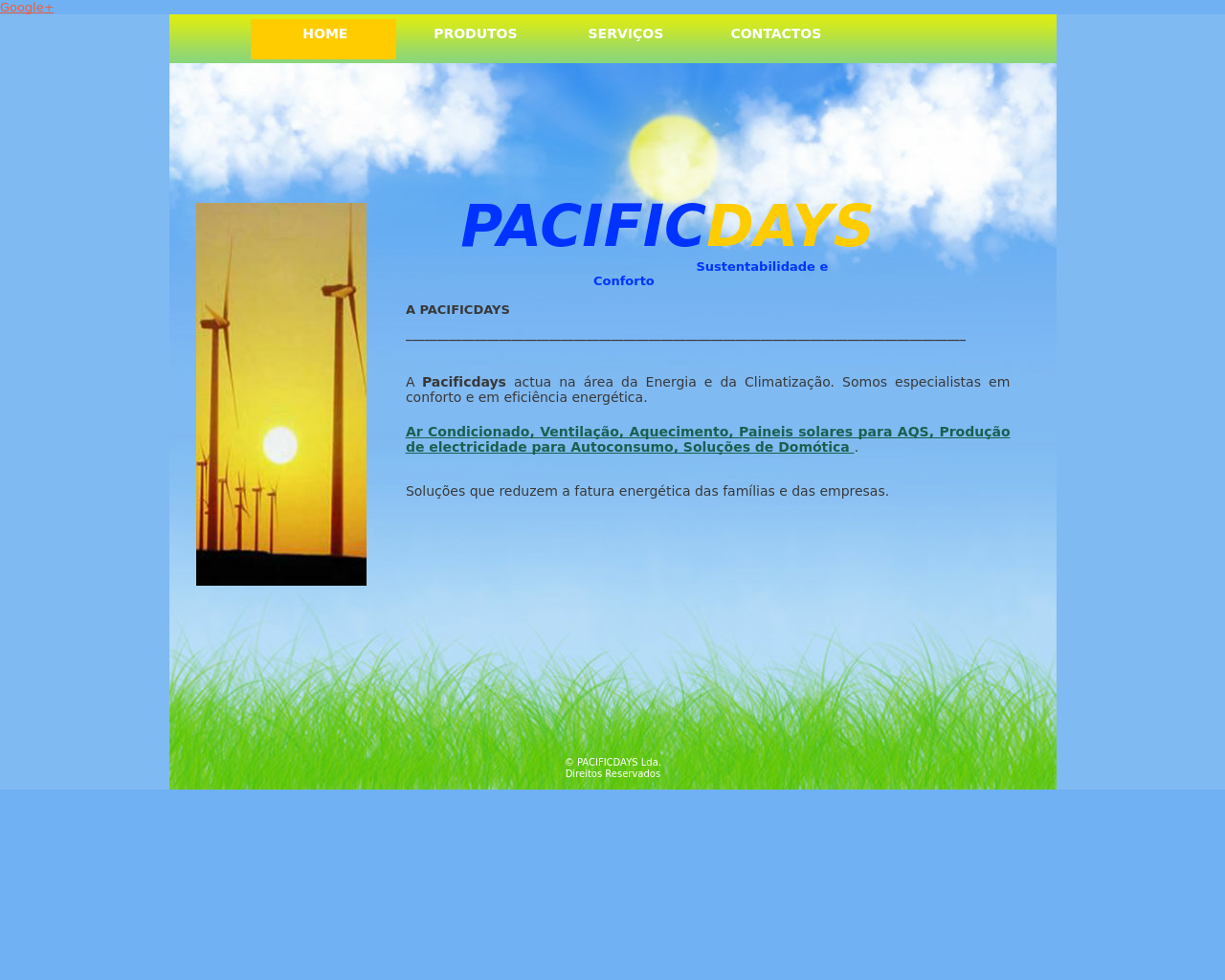 Site de imagem pacificdays.pt em 1280x1024